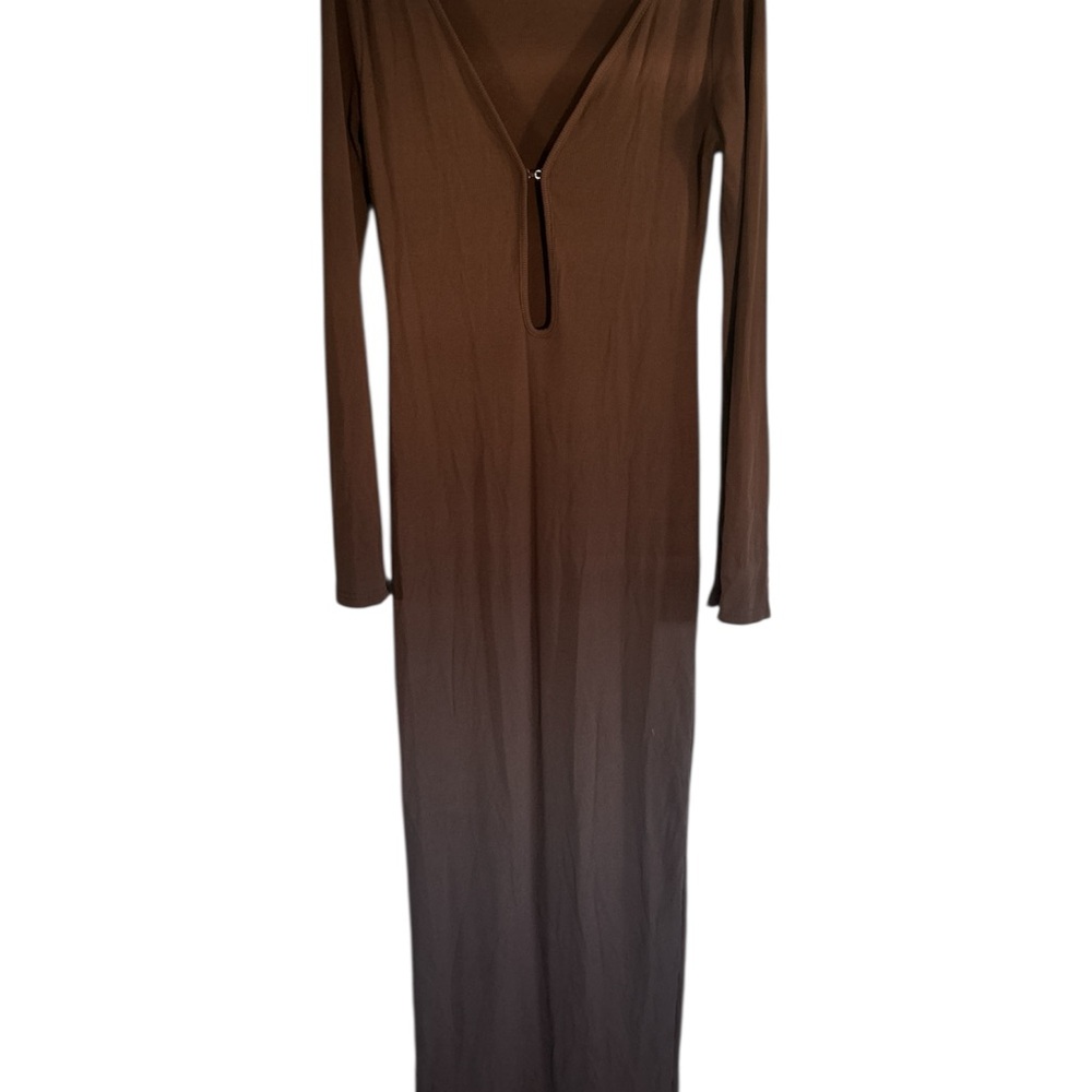Missguided Chocolate Long Sleeve Maxi Dress